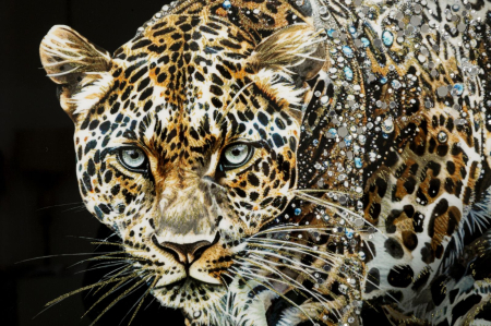 Imprimeu pe panza cu rama, jaguar -b- 82x4x82 cm [1]