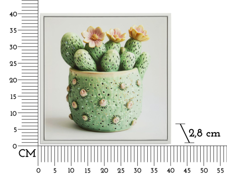 Imprimeu pe panza cu rama, vaza cu cactus -a- 40x2,8x40 cm [5]
