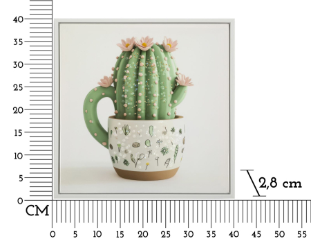 Imprimeu pe panza cu rama, vaza cu cactus -b- 40x2,8x40 cm [5]