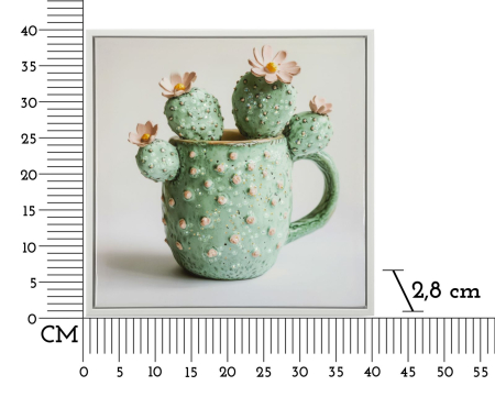 Imprimeu pe panza cu rama, vaza cu cactus -c- 40x2,8x40 cm [5]