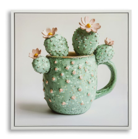 SALE % - Imprimeu pe panza cu rama, vaza cu cactus -c- 40x2,8x40 cm