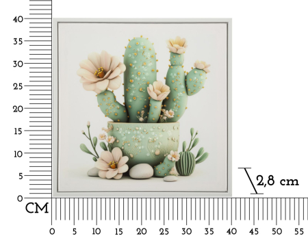 Imprimeu pe panza cu rama, vaza cu cactus -d- 40x2,8x40 cm [5]