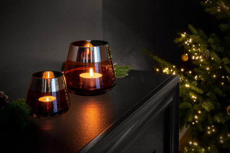 IN STOC - JONA, Suport de tea lights, maro, H.13cm,D.15cm