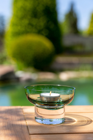 DECORATIUNI - JULIA, Suport de tea lights din sticlă, verde inchis, h.7 cm, d.10,5 cm