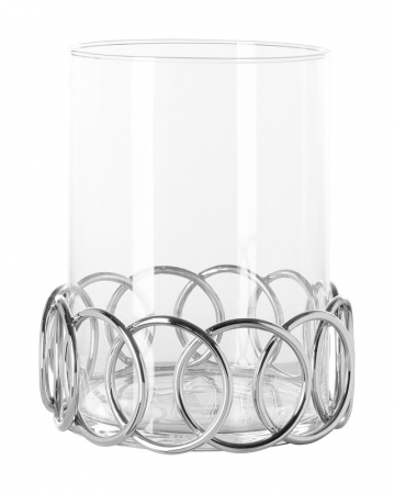 SALE % - JUWEL, Suport lumânare, incl. sticlă, nichel, h. 28,5 cm, d. 23,5 cm