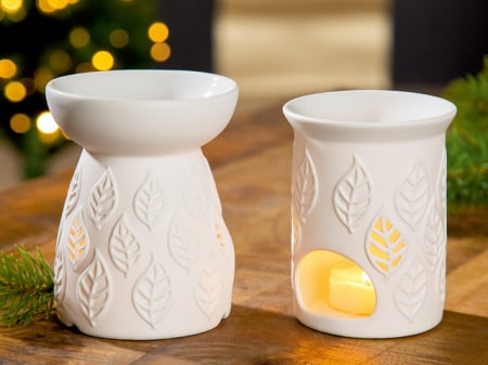 ILUMINAT - Lampa aromaterapie, LEAVES, Portelan,10X12 cm, set 2