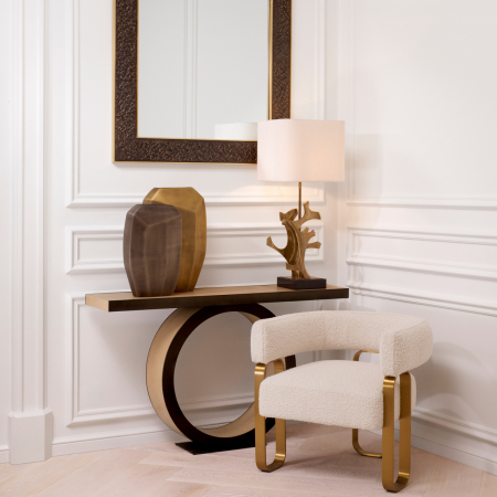 Lampă de masă, Agapé, finisaj din alamă cu aspect vintage, abajur inclus, Dims: W. 18.5 | max W. 35 | H. 85.5  (CM) [1]