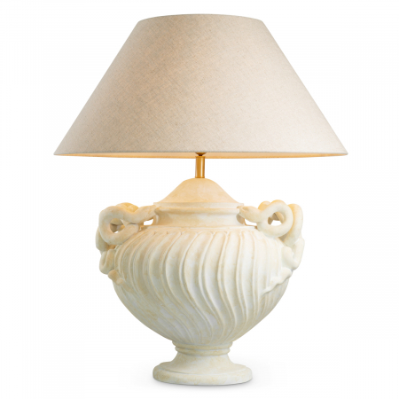 SALE % - Lampă de masă, Antonine, finisaj cu aspect antic, abajur inclus, Dims: W. 57.5 | max W. 80 | H. 97  (CM)