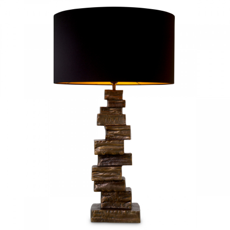 Lampă de masă, Bellani, finisaj din alamă cu aspect vintage, abajur inclus, Dims: W. 19 | max W. 55 | H. 92  (CM) [2]