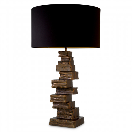Lampă de masă, Bellani, finisaj din alamă cu aspect vintage, abajur inclus, Dims: W. 19 | max W. 55 | H. 92  (CM) [4]