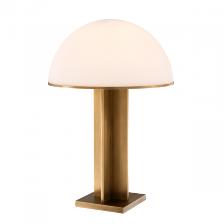 ILUMINAT - Lampă de masă, Berkley, finisaj din alamă cu aspect vintage, Dims: W. 17.5 | max W. 40.5 | H. 63.5  (CM)