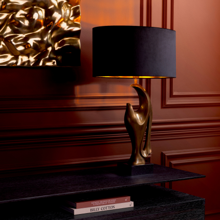 Lampă de masă, Brunetti, finisaj din alamă cu aspect vintage, abajur inclus, Dims: W. 14 | max W. 50 | H. 77.5  (CM) [1]