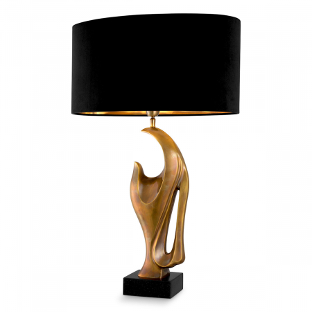 Veioze - Lampă de masă, Brunetti, finisaj din alamă cu aspect vintage, abajur inclus, Dims: W. 14 | max W. 50 | H. 77.5  (CM)