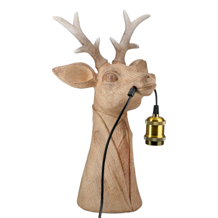 Lampa de masa, Cerb, „Cerb domn”, Rasina sintetica, maro, PU 1, L. 22,5 cm, L. 27 cm, H 45 cm [1]