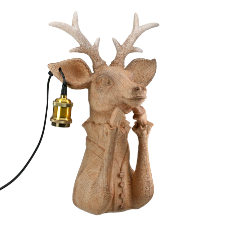 Lampa de masa, Cerb, „Doamna cerb”, Rasina sintetica, maro, PU 1, L. 22 cm, L. 29 cm, H 45,5 cm [3]