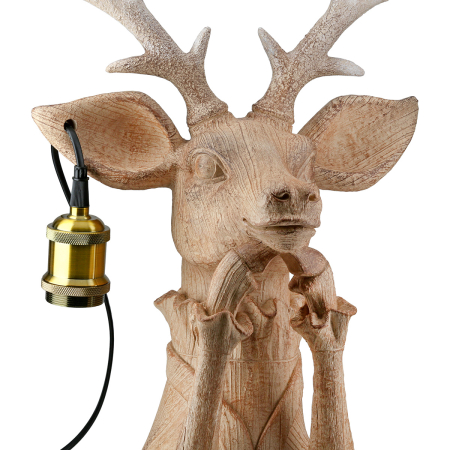 Lampa de masa, Cerb, „Doamna cerb”, Rasina sintetica, maro, PU 1, L. 22 cm, L. 29 cm, H 45,5 cm [1]