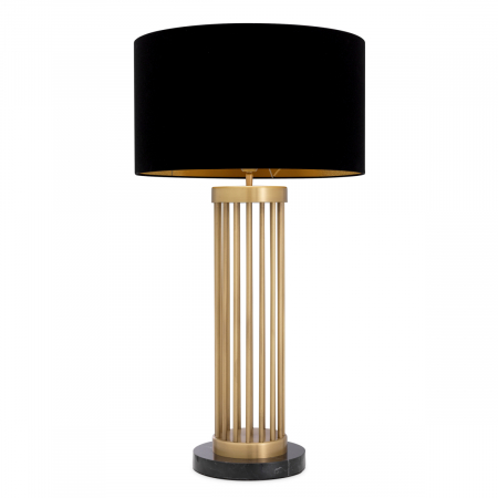 Lampă de masă, Condo, finisaj din alamă cu aspect vintage, abajur inclus, Dims: W. 23 | max W. 45 | H. 83  (CM) [2]