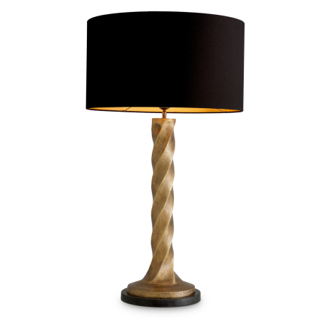 ILUMINAT - Lampa de masa Costanza cu finisaj vintage din alama, Abajurul este inclus |W. 8 | max W. 55 | H. 98 cm 