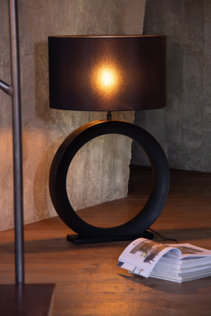 Veioze - Lampa de masa cu baza rotunda din aluminiu, negru