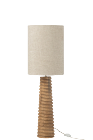 Lampa de masa cu filet, lemn de ailanthus, natur/gri | L 25X l 25X H 85 cm [2]