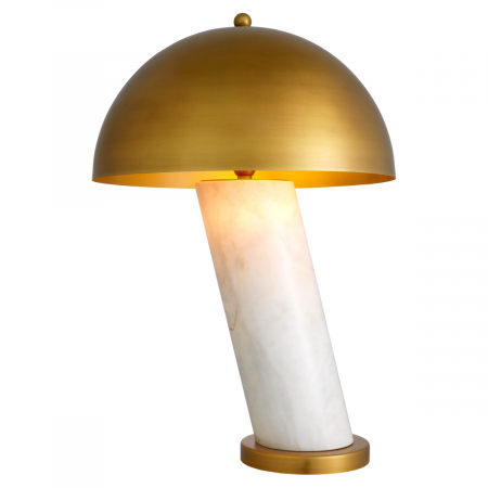 Lampă de masă, Daniel marmură albă, finisaj din alamă cu aspect vintage [2]