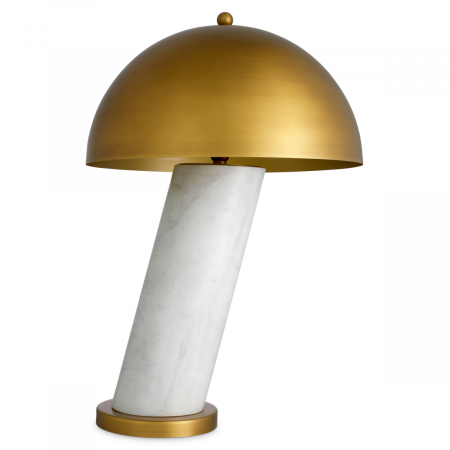 Lampă de masă, Daniel marmură albă, finisaj din alamă cu aspect vintage [3]