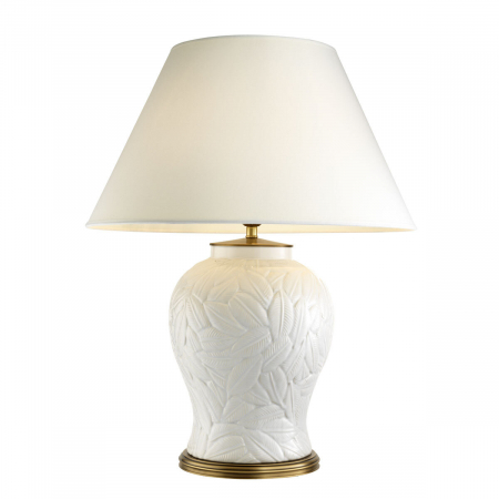 Veioze - Lampă de masă, din ceramică albă Cipru, abajur inclus, Dims: W. 32 | max W. 65 | H. 85  (CM)