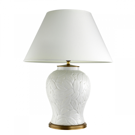 Lampă de masă, din ceramică albă Cipru, abajur inclus, Dims: W. 32 | max W. 65 | H. 85  (CM) [2]