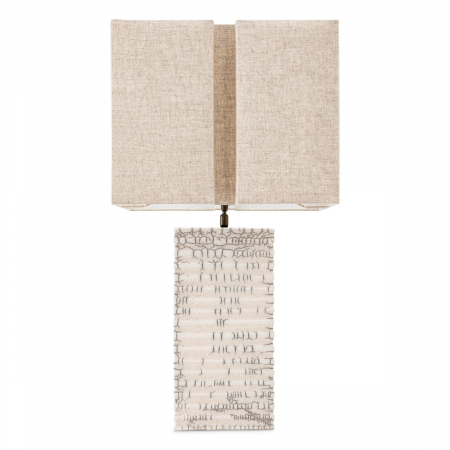 Lampă de masă, Division raku ceramică trosită alb, abajur inclus, Dims: W. 21 | max W. 45 | H. 79  (CM) [4]