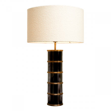 Veioze - Lampă de masă, Ella, finisaj din alamă cu aspect vintage, abajur inclus, Dims: W. 13 | max W. 45 | H. 76  (CM)