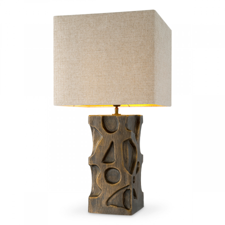 Lampă de masă, Enzo vintage finisaj alamă cu abajur, Dimensiuni: W. 19 | max W. 40 | H. 77   [3]