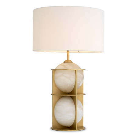 SALE % - Lampă de masă, Eternity, finisaj din alamă cu aspect vintage, abajur inclus, Dims: W. 22 | max W. 45 | H. 75  (CM)