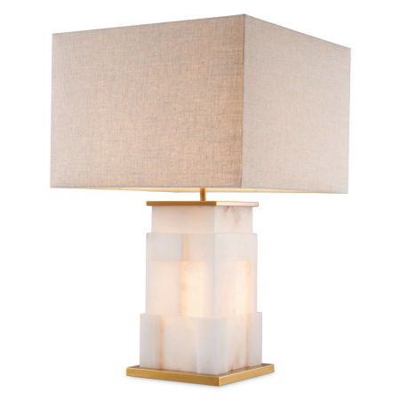 Veioze - Lampa de masa Fabiano alabastru cu abajur |W. 25 | max W. 50 | H. 77 cm 