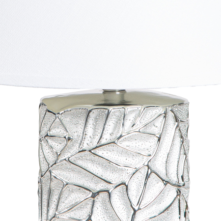Lampa de masa, „Faggio”, motiv cu frunze, ceramica, culoare argintie, PU 1, H 47,5 cm, A. 30 cm [2]