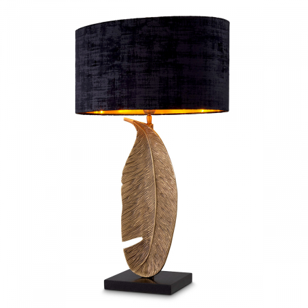 Veioze - Lampă de masă, Foglia vintage finisaj alamă, abajur inclus, Dims: W. 20.5 | max W. 50 | H. 76.5  (CM)