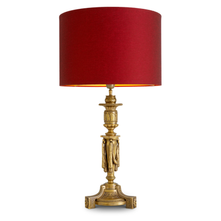ILUMINAT - Lampa de masa Francis cu finisaj auriu antic, Abajurul este inclus |W. 8 | max W. 45 | H. 83.5 cm 