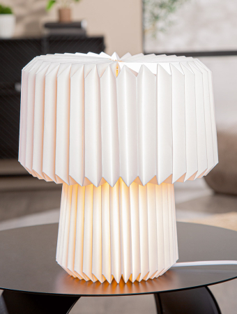 Lampa de masa, Geometrica, "Formato", ondulata, Hartie, alb, PU 3, H 31 cm, A. 28 cm [1]