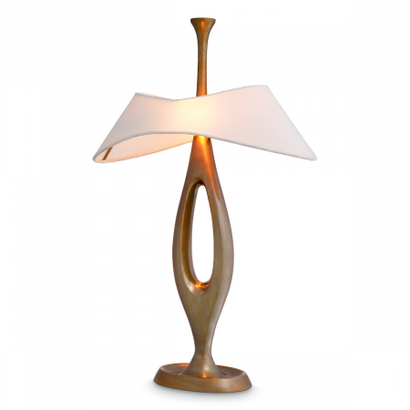 SALE % - Lampă de masă, Gianfranco vintage finisaj alamă, abajur inclus, Dims: W. 17.5 | max W. 41.5 | H. 63  (CM)