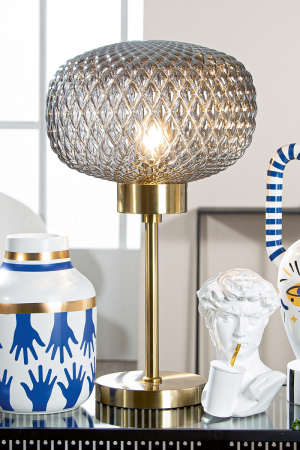Lampa de masa, Glamour, model diamant, Sticla, Metal, auriu, PU 1, H. 50 cm, D. 29 cm [5]