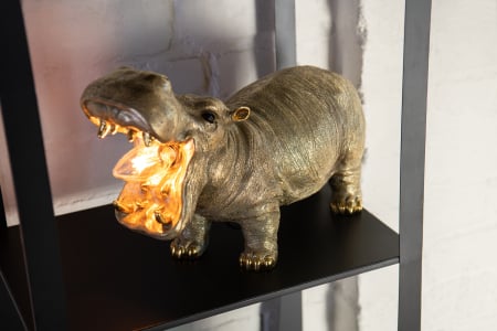 SALE % - Lampa de masa, Hipopotam, rasina, auriu