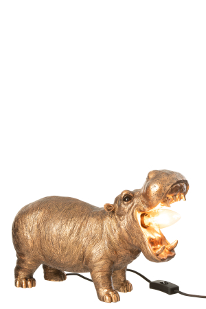 Veioze - Lampa de masa, Hippo din polirasina, cupru antic