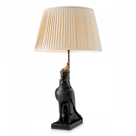 Veioze - Lampă de masă, Horus, finisaj bronz abajur inclus, bej