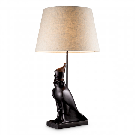 SALE % - Lampă de masă, Horus, finisaj bronz, abajur inclus, Dims: W. 15 | max W. 50 | H. 90  (CM)