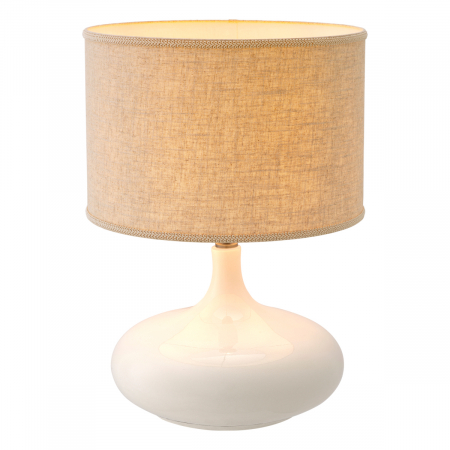 Lampă de masă, Jones din ceramică albă trosită, abajur inclus, Dims: W. 40 | max W. 46 | H. 64.5 (CM) [3]