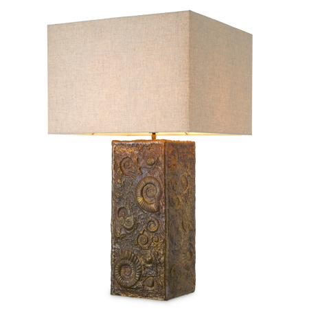 ILUMINAT - Lampa de masa Kamari cu finisaj vintage din alama, Abajurul este inclus |W. 21 | max W. 50 | H. 87.5 cm 