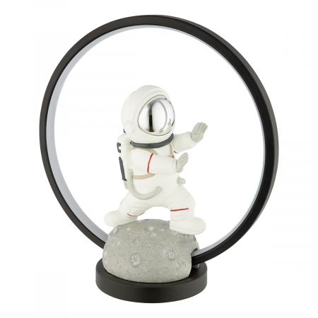 Lampă de masă (LED), Astronaut, Rășină sintetică, gri, negru, PU 1, L. 14 cm, l. 31 cm, H 34 cm [1]