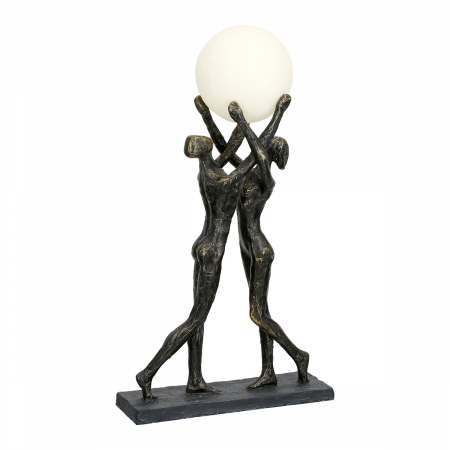 Lampa de masa (LED), hold the light, Motiv cuplu, Polyresin, bronz, PU 1, L. 8 cm, L. 26 cm, H. 47 cm [1]