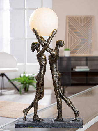 Lampa de masa (LED), hold the light, Motiv cuplu, Polyresin, bronz, PU 1, L. 8 cm, L. 26 cm, H. 47 cm [3]