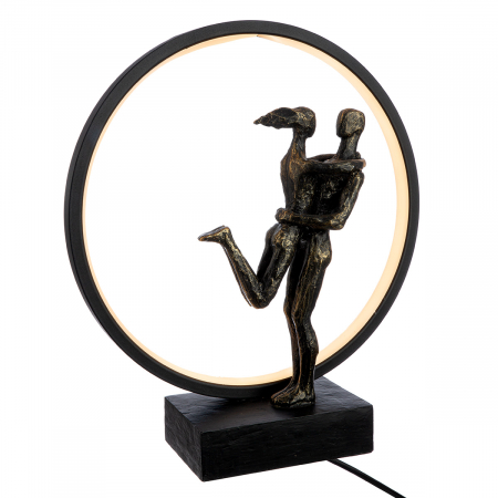 Lampă de masă (LED), rotundă, Happy Reunion, Motiv cuplu, Polirășină, negru, bronz, PU 1, L. 10 cm, L. 30 cm, H. 34,5 cm [1]