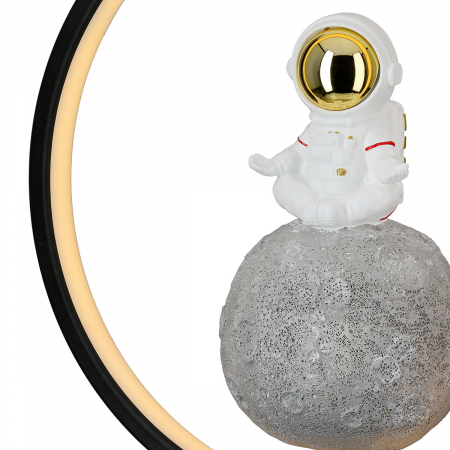 Lampă de masă (LED), rotundă, Juno, motiv Astronaut, Polyresin, negru, alb, PU 1, L. 15 cm, L. 30,5 cm, H. 33 cm [3]